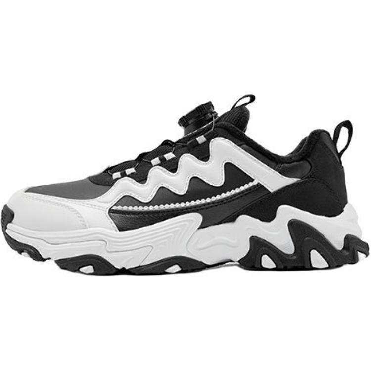 QIAODAN Synthetic Leather Low top Casual Shoes Black White Teenagers
