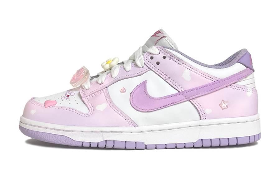 Nike Nike Dunk Synthetic Leather Slip Resistant Abrasion Resistant Low top Kids' Skateboarding Shoes Light Purple Teenagers