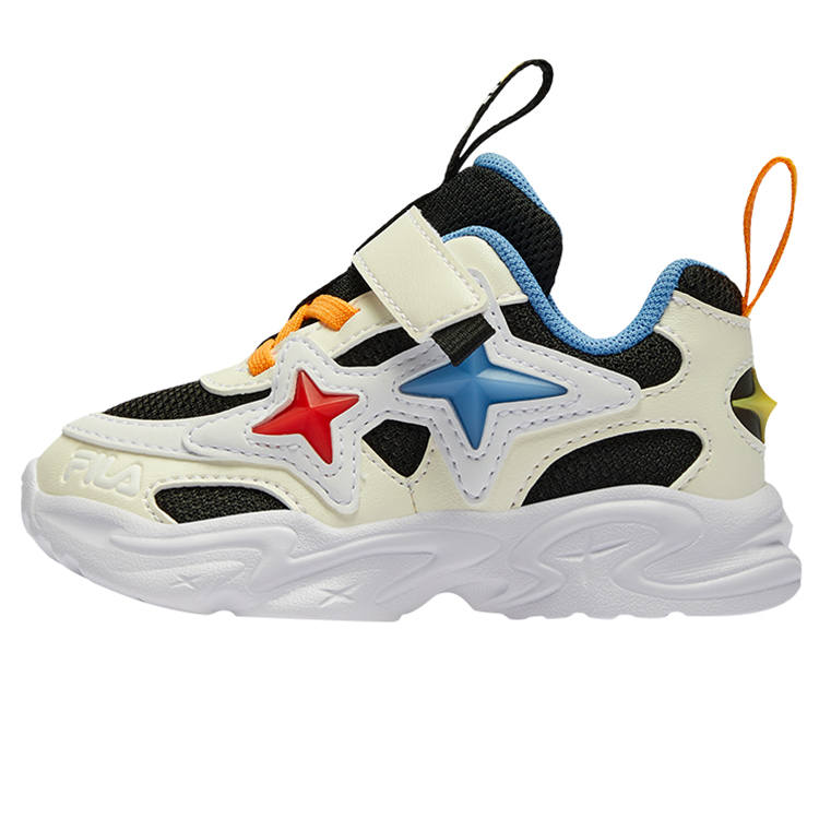 FILA KIDS Polaris Wear resistant, Non slip And Breathable Low top Kids Lifestyle Shoes Black/Milk White