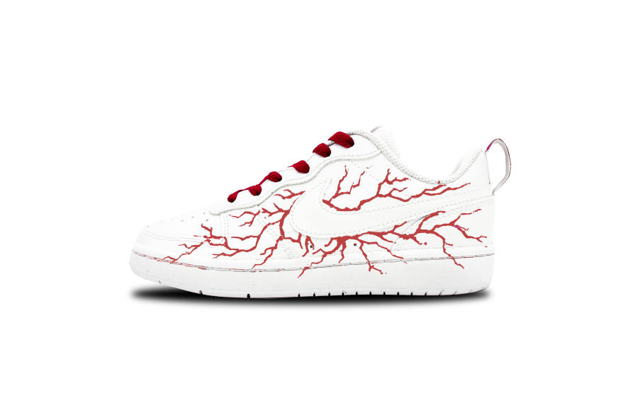 Nike Nike Court Borough Damage 3.0 Leather Slip Resistant Low top Kids' Skateboarding Shoes White Red Teenagers