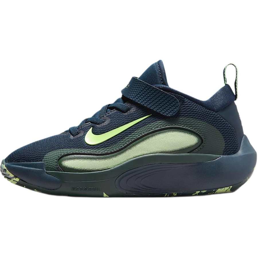 Nike Nike ISOFLY Anti Slip Wear Resistant Low Top Children's Basketball Shoes Blue Green Children Aged 3 7 Years Old