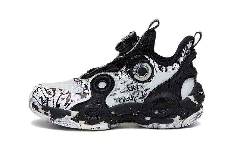 Antakids Slip Resistant Abrasion Resistant Mid top Basketball Shoes Black White Children Aged 3 7 Years Old