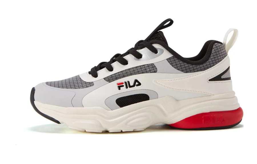 FILA KIDS Mesh Slip Resistant Cushioning Abrasion Resistant Low top Kids' Running Shoes White Red Teenagers