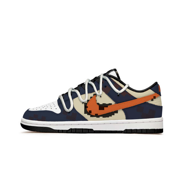 Nike Nike Dunk Pixel Pac Man Slip Resistant Abrasion Resistant Low top Kids' Skateboarding Shoes Blue Orange Teenagers