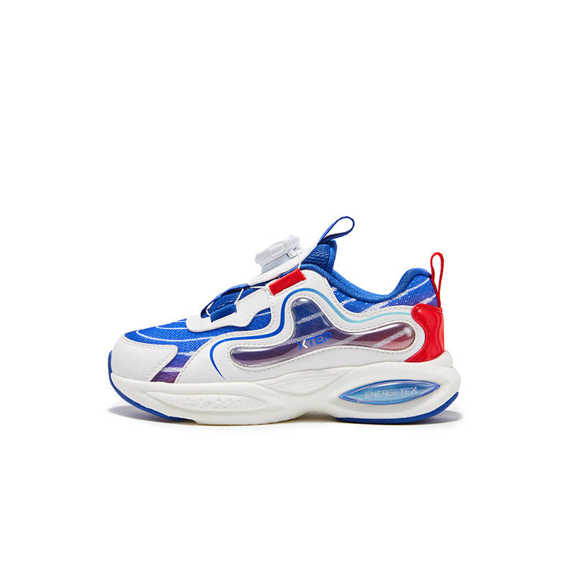 XTEP Aurora, Rotating Lock Slip Resistant, Abrasion Resistant, Breathable Low top Kids Lifestyle Shoes White Blue 27 33