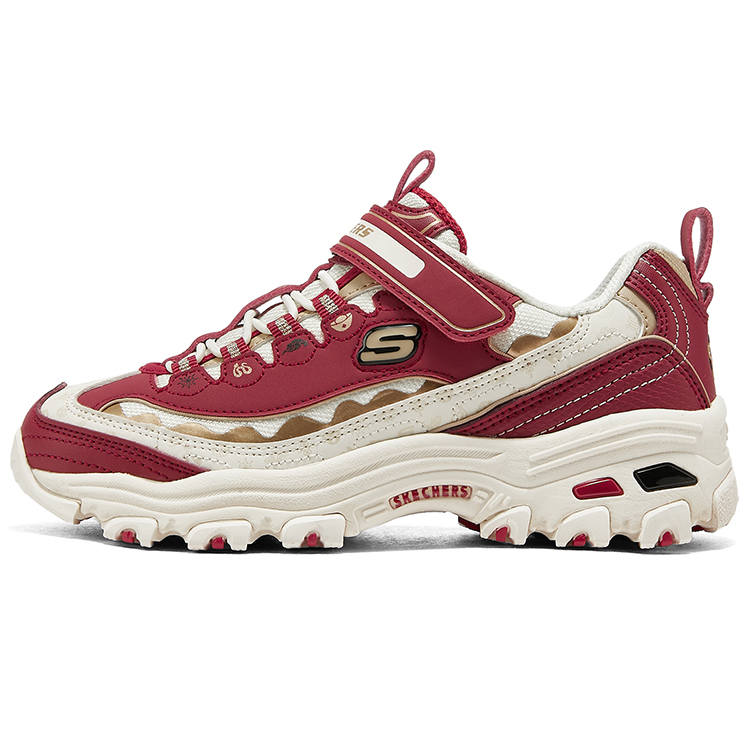 Skechers Synthetic Leather Abrasion Resistant Low top Kids Lifestyle Shoes Red Teenagers