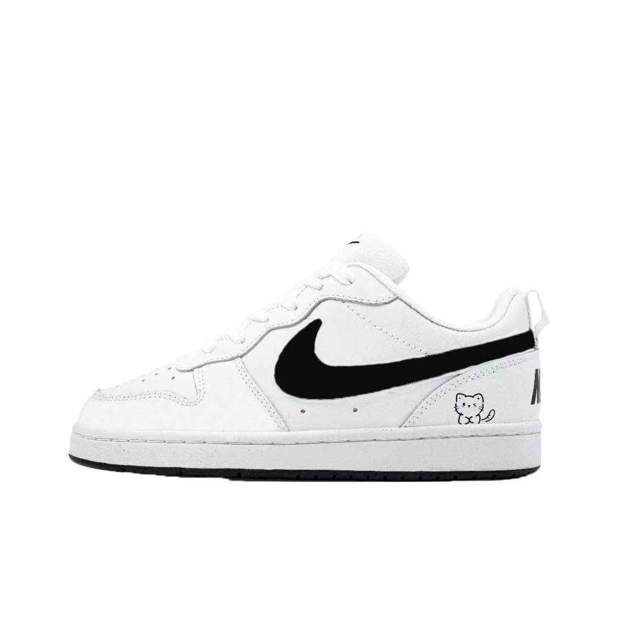 Nike Nike Court Borough Morning Light Footprints Low top Kids' Skateboarding Shoes White Teenagers