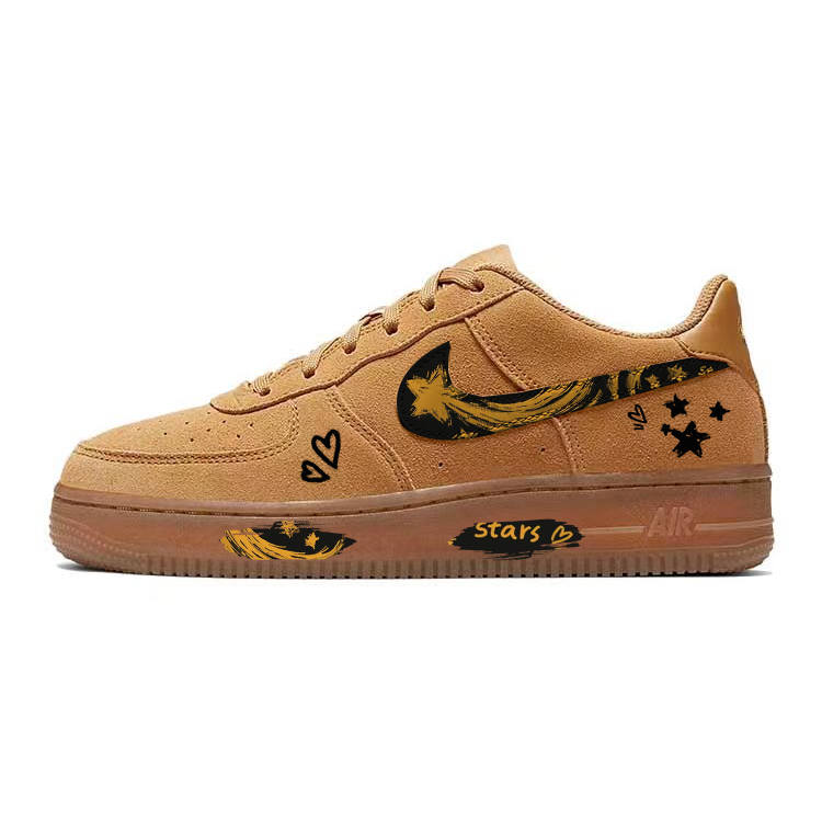 Nike Nike Air Force 1 Star Moon, Orange Star Moon Suede Low top Kids' Skateboarding Shoes Brown Teenagers