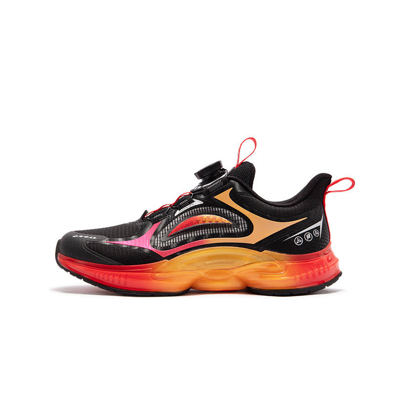 XTEP Slip Resistant Abrasion Resistant Low top Kids' Running Shoes Black Light Scarlet Kids'