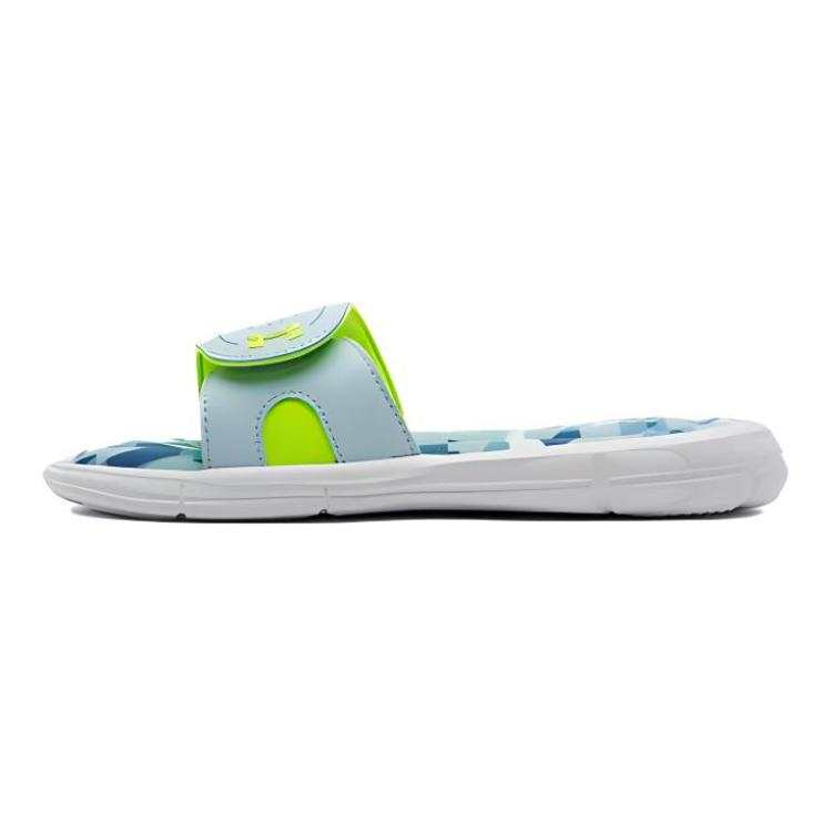 Under Armour Ignite Slip Resistant Slip Resistant Cushioning Lightweight Slippers White Green Kids'