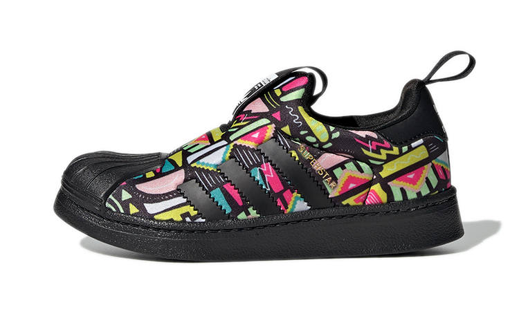 Adidas Originals SUPERSTAR 360 Comfortable Abrasion Resistant Low top Skateboard Shoes Black Yellow Kids'