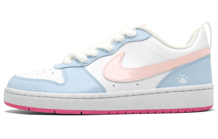 Nike Nike Court Borough Sky Whisper Leather Slip Resistant Abrasion Resistant Low top Kids' Skateboarding Shoes Light Blue
