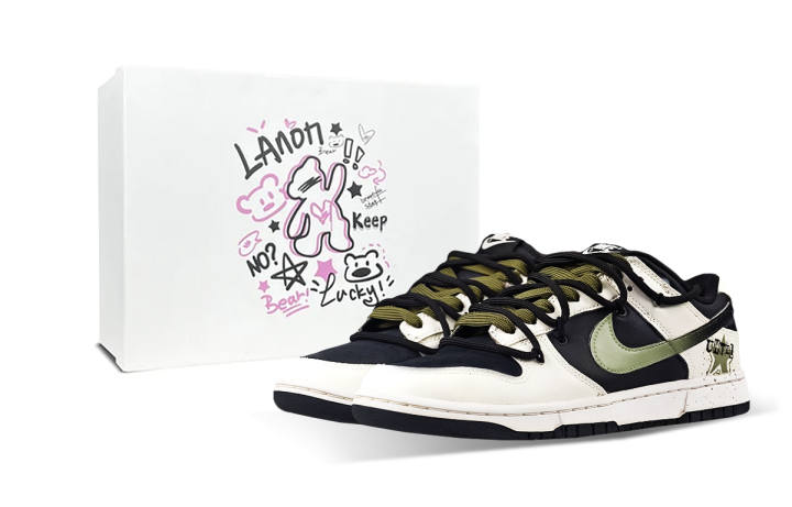 Nike Nike Dunk Green Starlight Low top Skateboard Shoes Men's Beige Black Green