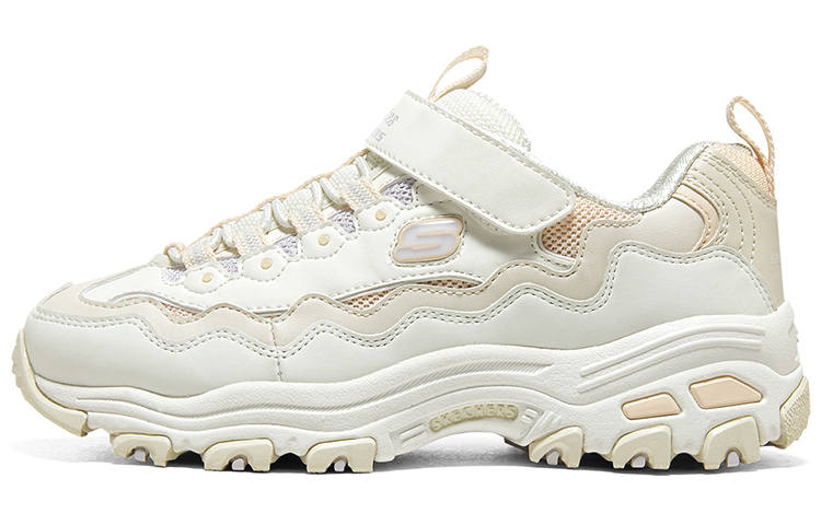 Skechers Girls Hook and loop Cushioning, Wear Resistant Low top Kids Lifestyle Shoes Natural Multicolor Teenagers