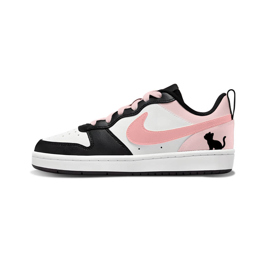 Nike Nike Court Borough Leather Cushioning Low top Skateboard Shoes Black Pink Kids'