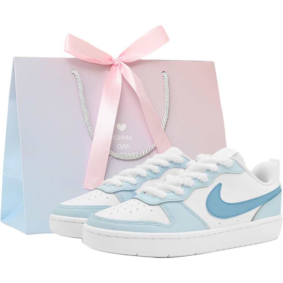 Nike Nike Court Borough Light Blue Slip Resistant Abrasion Resistant Low top Kids' Skateboarding Shoes Blue Teenagers