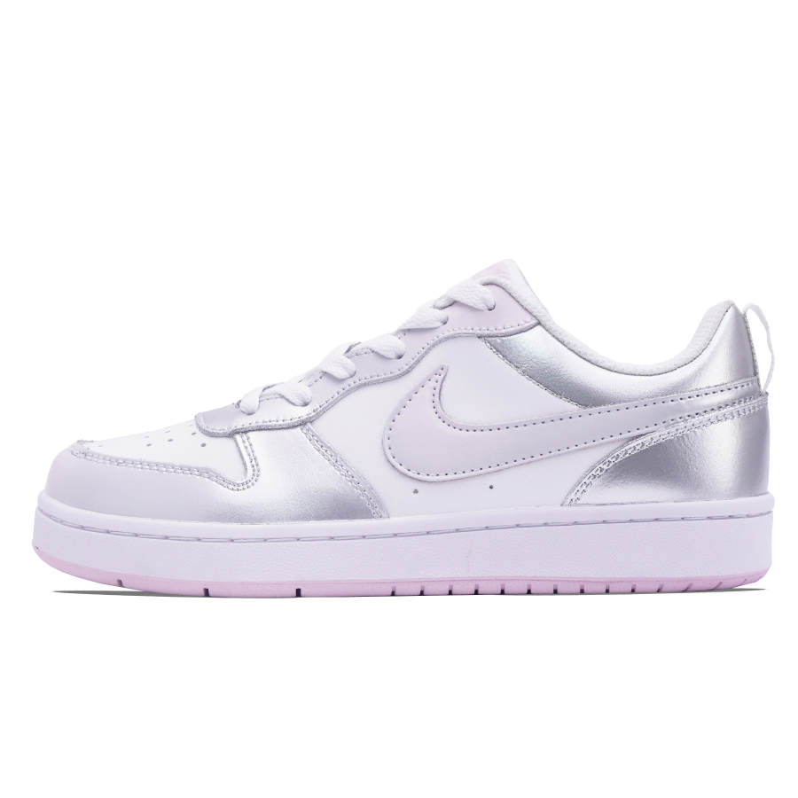 Nike Nike Court Borough Low Slip Resistant Abrasion Resistant Low top Kids' Skateboarding Shoes Silver Pink Teenagers