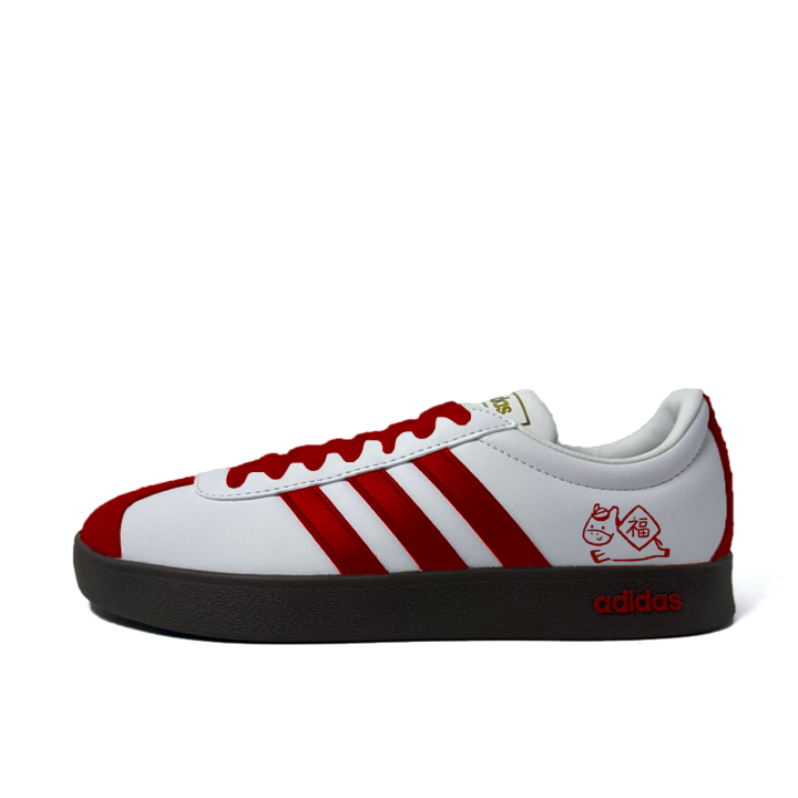 Adidas Adidas Vl Court Classic Blessing Fortune Prosperity Synthetic Leather, Split Cow Leather