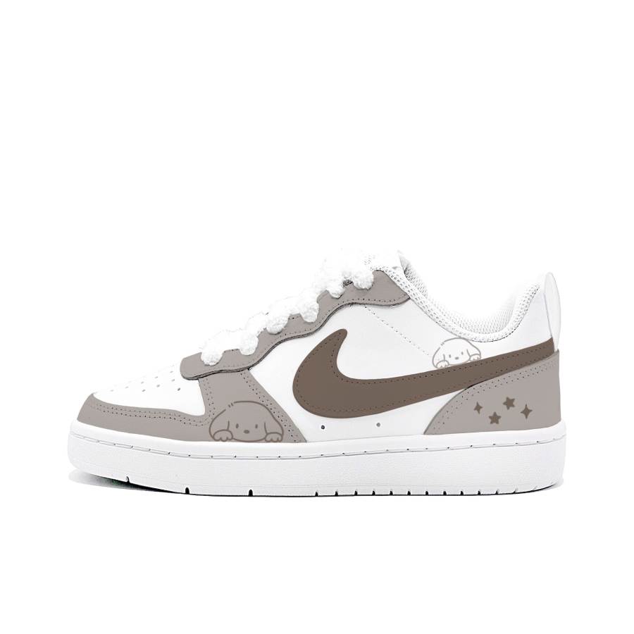 Nike Nike Court Borough Puppy's Contour Leather Low top Skateboard Shoes Khaki Brown Kids'