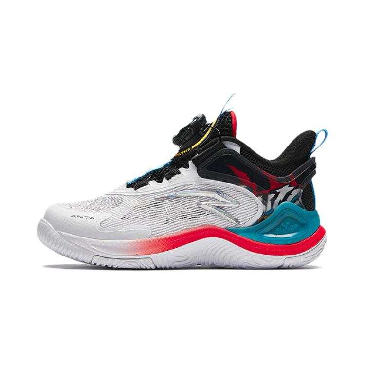 Antakids Comfortable Slip Resistant Low top Children's Basketball Shoes White Black Pre school