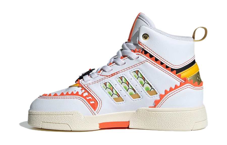 Adidas Originals Drop Step Comfortable Abrasion Resistant High top Kids' Skateboarding Shoes White Orange Kids
