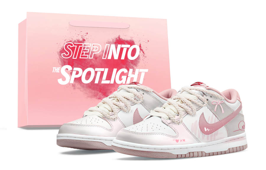 Nike Nike Dunk Abrasion Resistant Low top Kids' Skateboarding Shoes White Pink Teenagers