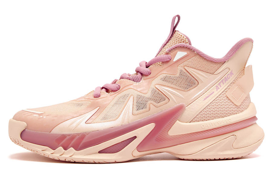 QIAODAN Fabric Mid top Basketball Shoes Peach Unisex