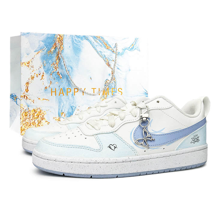 Nike Nike Court Borough Heartbeat Small Daisy Synthetic Leather Lightweight Cushioning Slip Resistant Abrasion Resistant