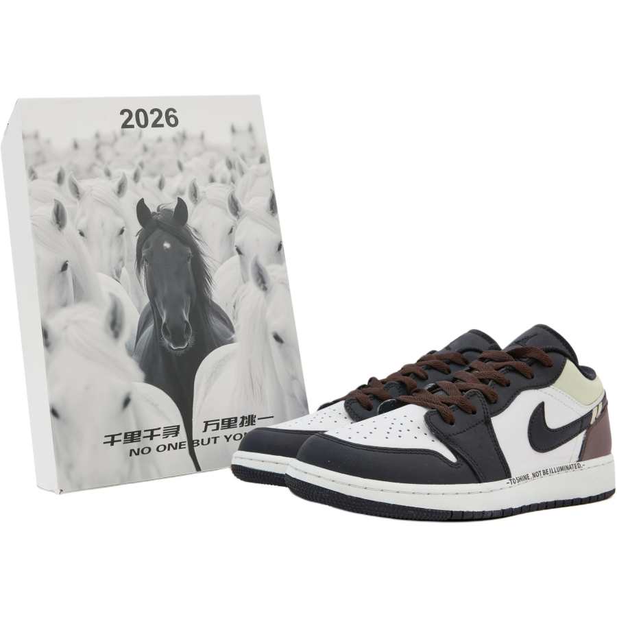 Jordan Jordan Air Jordan 1 Leather Slip Resistant Abrasion Resistant Low top Children's Basketball Shoes Black Brown Teenagers