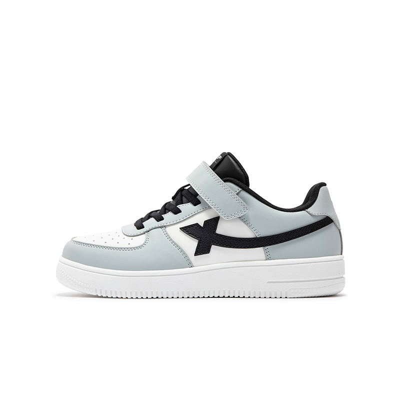 XTEP Synthetic Leather Low top Skateboard Shoes Sail White/Smoke Gray 33 41 Kids'