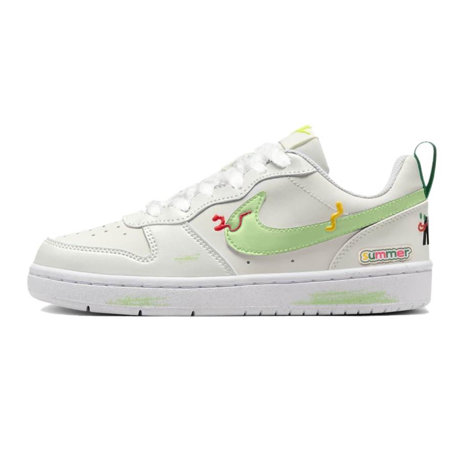 Nike Nike Court Borough Synthetic Leather Slip Resistant Low top Kids' Skateboarding Shoes Light Green Teenagers