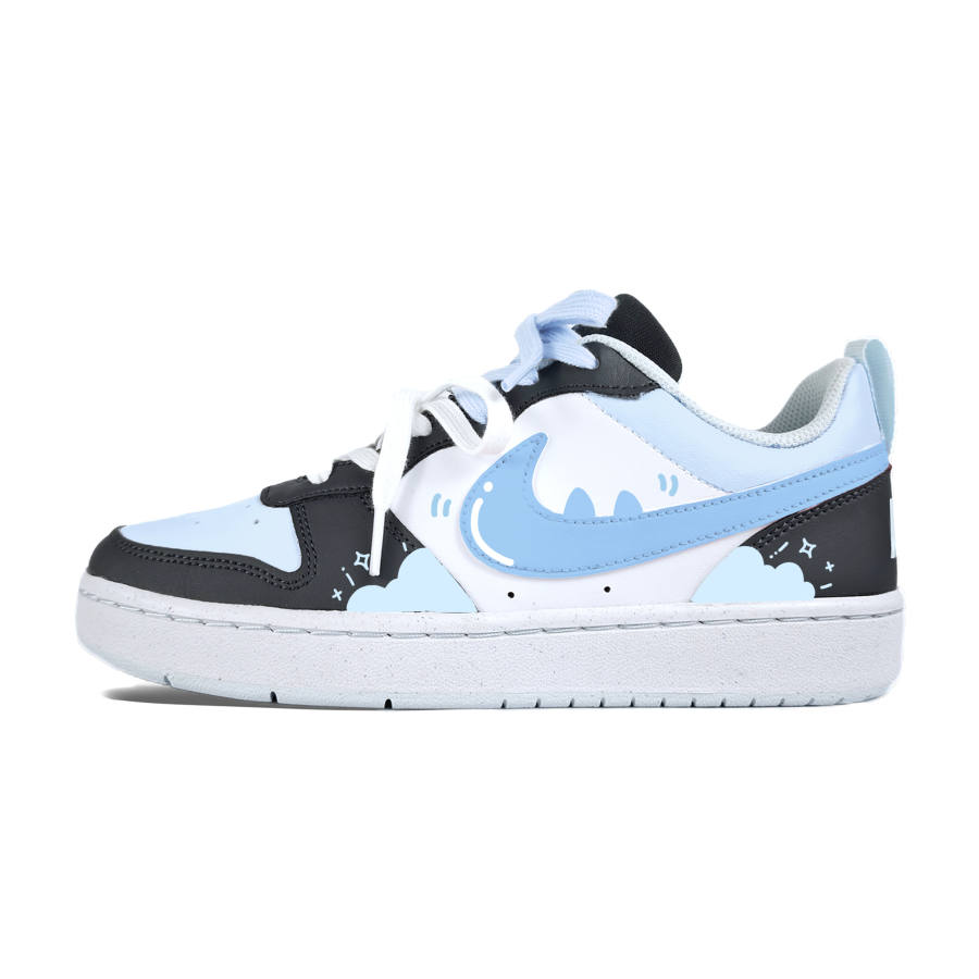 Nike Nike Court Borough Eyes Cloud Blue Slip Resistant Abrasion Resistant Low top Skateboard Shoes Black Kids'