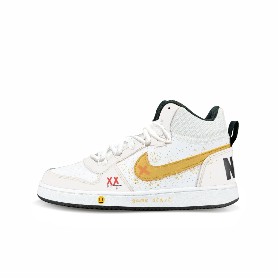 Nike Nike Court Borough Gaming Start Synthetic Leather Slip Resistant Mid top Kids' Skateboarding Shoes Yellow Unisex
