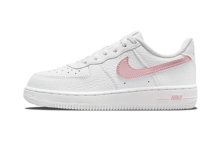 Nike Nike Air Force 1 Slip Resistant Abrasion Resistant Low top Skateboard Shoes White Pink Children Aged 3 7 Years Old