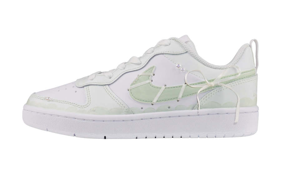 Nike Nike Court Borough 2 Synthetic Leather Abrasion Resistant Low top Kids' Skateboarding Shoes Green Unisex