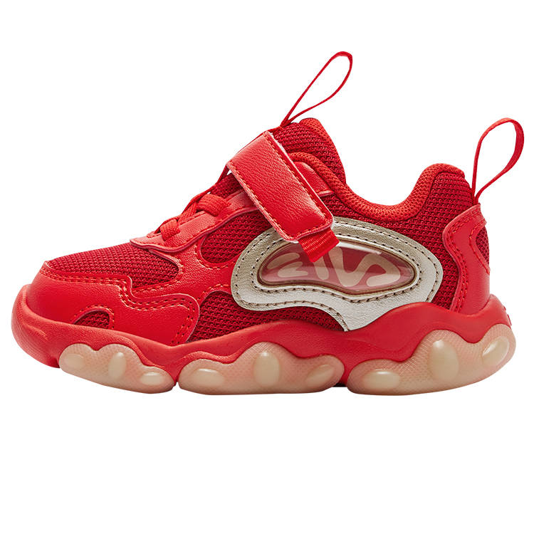 FILA KIDS Paw Light Shoes Lightweight Cushioning Low top Feile Kids' Training Shoes Molecular Red/Fire Red