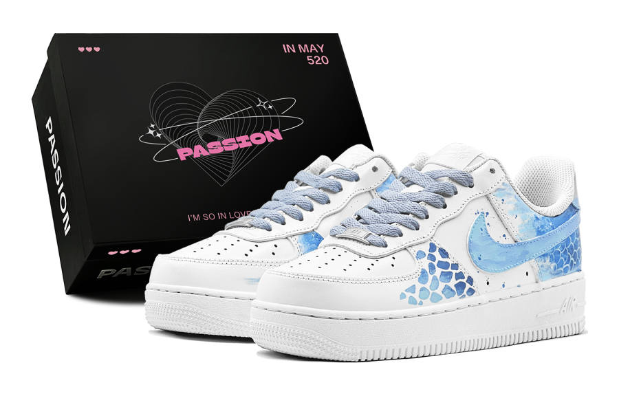Nike Nike Air Force 1 LE Leather Low top Kids' Skateboarding Shoes Sky Blue Teenagers