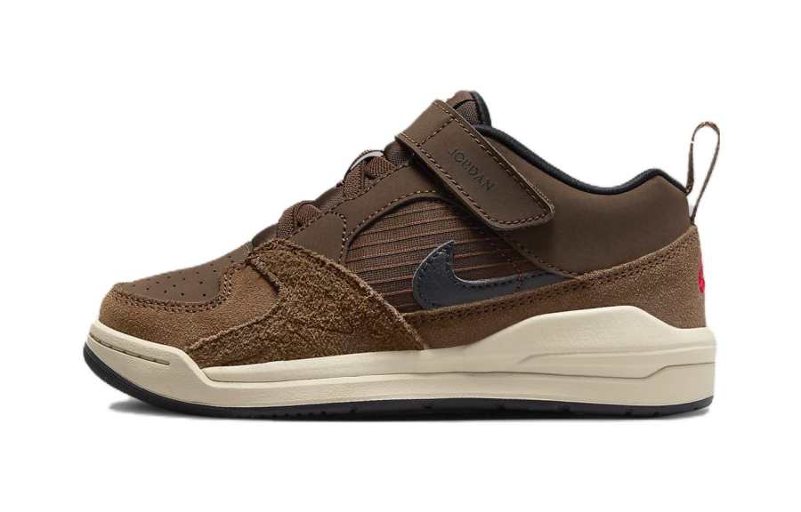 Jordan Jordan Air Jordan 1 Leather Versatile Anti kick Low top Kids Lifestyle Shoes Brown Children Aged 3 7 Years Old