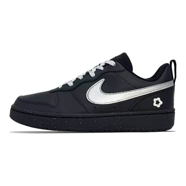 Nike Nike Court Borough Leather Low top Kids' Skateboarding Shoes Black Silver Unisex
