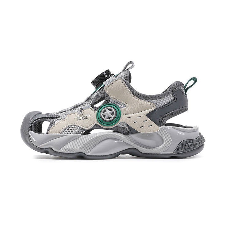 7-PE 7 PE Fabric Comfortable Sandal Gray/Green Kids'