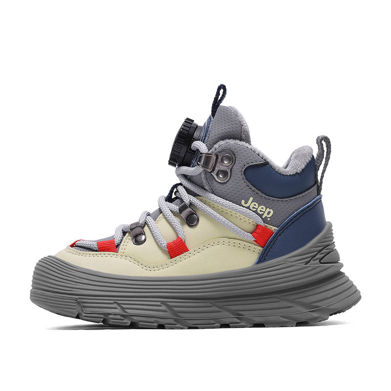 Jeep Soft And Comfortable, Fleece Lined Lining, Knob Buckle Kids Lifestyle Shoes Beige Gray Blue Kids'
