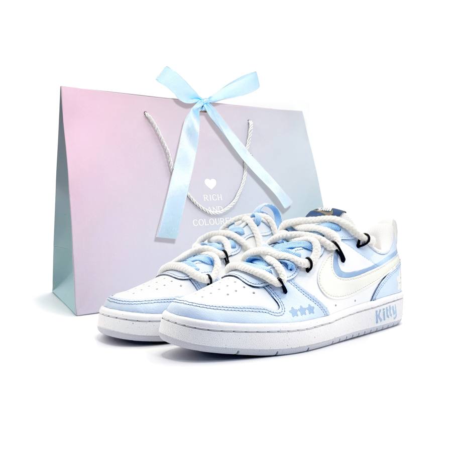 Nike Nike Court Borough Velvet Star Milk Frother LD Leather Low top Kids' Skateboarding Shoes Blue Teenagers