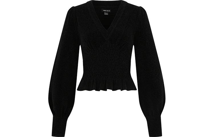 URBAN REVIVO Knitwear Women's Jet Black V Neck Moderate