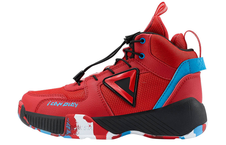 PEAK Slip Resistant Breathable Rebound Breathable And Resilient High top Children's Basketball Shoes Red Teenagers