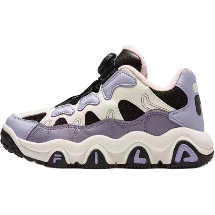 FILA KIDS BOA Slip Resistant Abrasion Resistant Low top Children's Basketball Shoes Black White Kids'