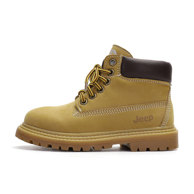 Jeep Fleece Lined Lining, Round Tip Outdoor Combat Boots Cushioning Thermal Cushioning Thermal Kids' Boots Earth Yellow
