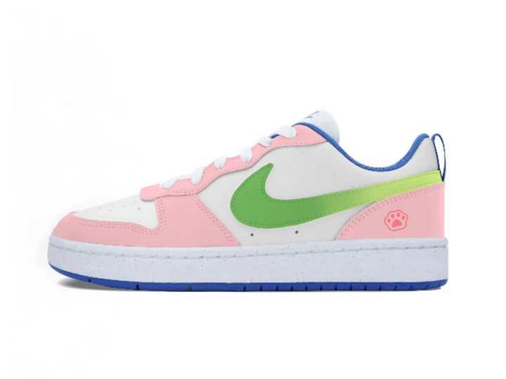 Nike Nike Court Borough Low Flower Display Custom, Milk Peach Fluorescent Bean Leather Lightweight Cushioning Low top