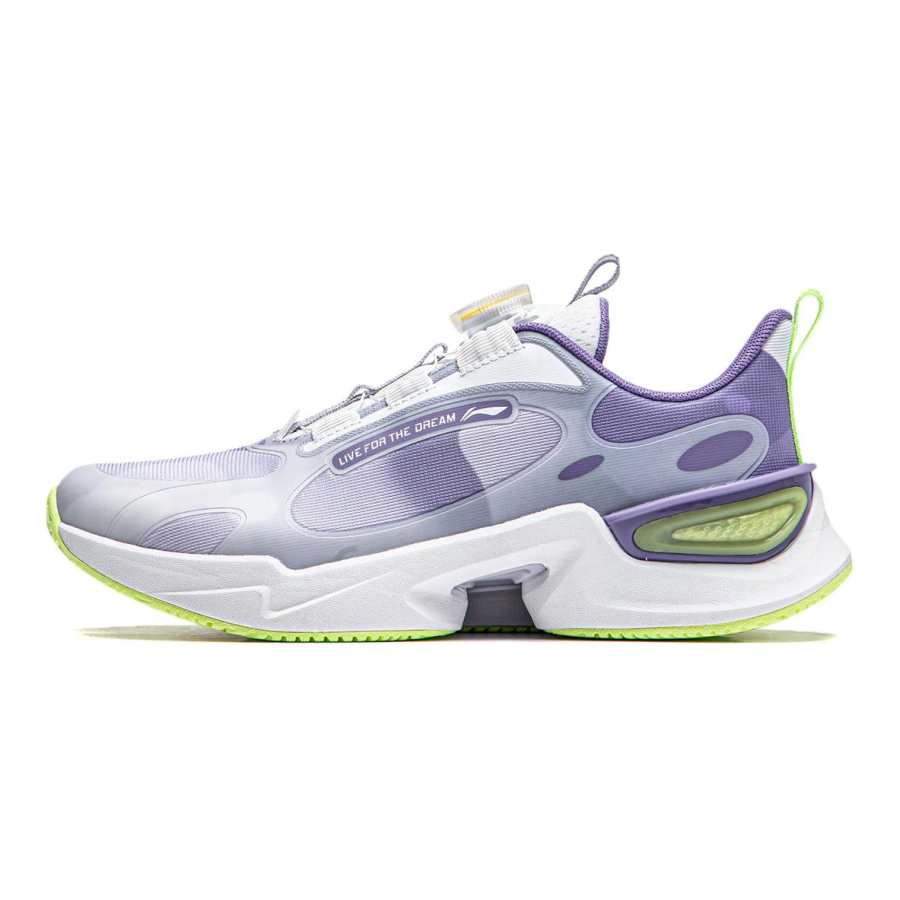 Li-Ning YOUNG Li Ning YOUNG Dragonfly Leap Synthetic Leather, Textile Versatile Low top Running Shoes Gray Purple Unisex
