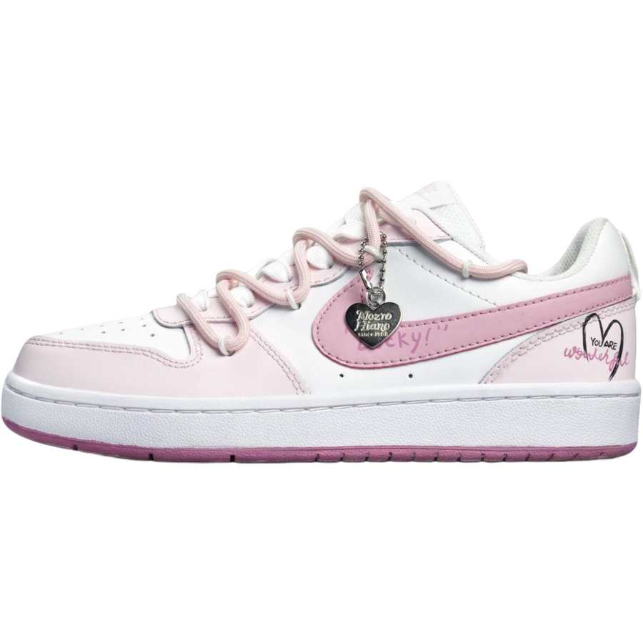 Nike Nike Court Borough Slip Resistant Abrasion Resistant Low top Kids' Skateboarding Shoes Pink White Teenagers