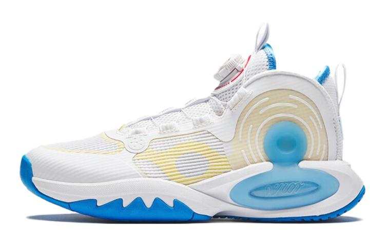 Antakids Cushioning, Wear Resistant Mid top Basketball Shoes White Blue Yellow Teenagers